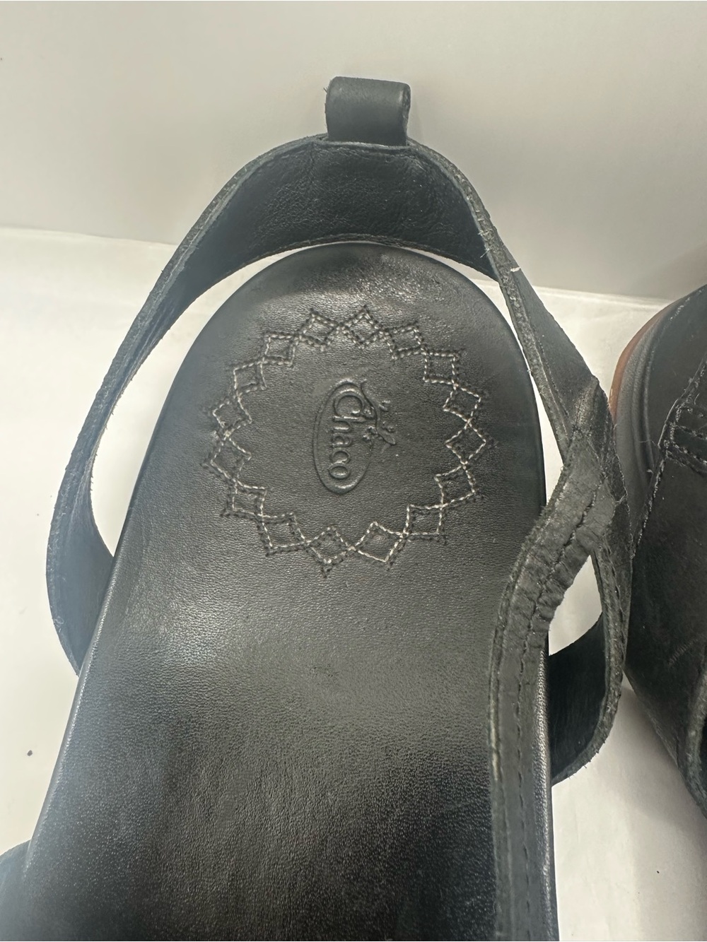 Chaco Women's Black Leather Toe-Loop Sandals - Picture 4 of 10
